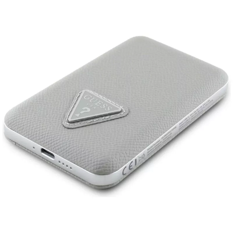 GUESS Grained Triangle Wireless Power Bank 5000mAh 15W USB-C MagSafe Beige