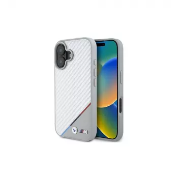 BMW M Carbon Tricolor Line Hardcase for iPhone 16 6,1 inch - Grey MagSafe