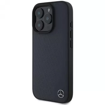 Mercedes-Benz MEHMP16X23RBGVV iPhone 16 Pro Max 6,9 inch Navy Hardcase ar MB Wood Imitation Leather un MagSafe