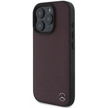 Mercedes-Benz MEHMP16L23RBGVR iPhone 16 Pro 6,3 inch Hard Case Wood Imitation Leather Red MagSafe