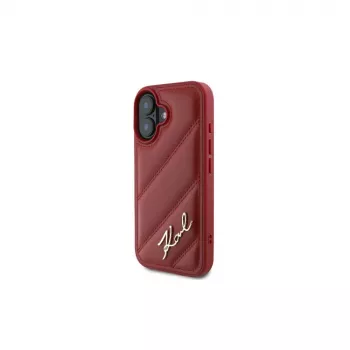 Karl Lagerfeld Quilted Signature Case for iPhone 16, Red