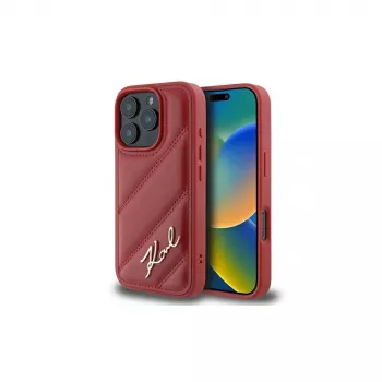 Karl Lagerfeld Quilted Signature Case for Apple iPhone 16 Pro (Red)
