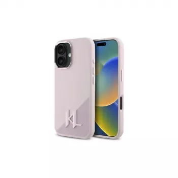 Karl Lagerfeld Shadow Metal Initial MagSafe Hard Case Apple iPhone 16 6,1 inch - Rozā