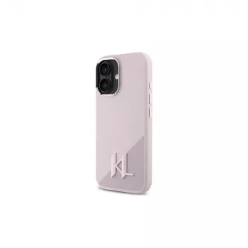 Karl Lagerfeld Shadow Metal Initial MagSafe Hard Case Apple iPhone 16 6,1 inch - Rozā