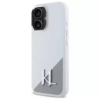 Karl Lagerfeld KLHMP16SSCMKMPCH Cietais Silikona Maciņš Apple iPhone 16 6,1 collu, Balts, MagSafe