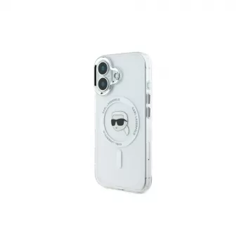 Karl Lagerfeld IML Metal Karl Head MagSafe Hard Case iPhone 16 Plus 6,7 inch Balts