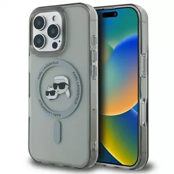 Karl Lagerfeld KLHMP16XHLSKCK Hardcase IML Metal Karl & Choupette Head MagSafe Apple iPhone 16 Pro Max 6.9 collu, melns