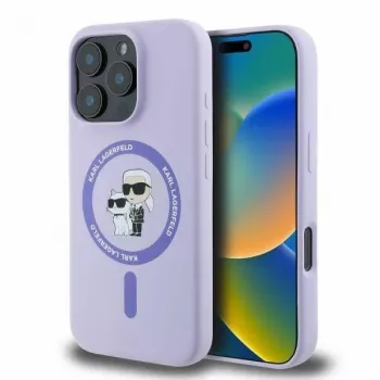 Karl Lagerfeld KLHMP16LSCMKCRHU iPhone 16 Pro 6,3 inch Purple Silicone Hard Case with Karl & Choupette Ring MagSafe