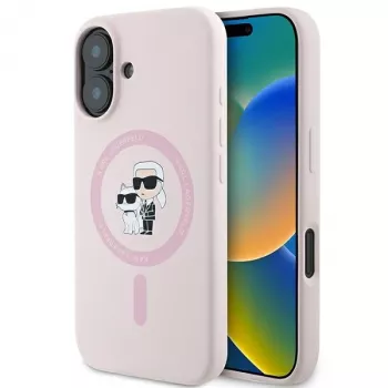 Karl Lagerfeld KLHMP16SSCMKCRHP Hardcase Silicone MagSafe Case for Apple iPhone 16 6,1 inch Pink Karl & Choupette
