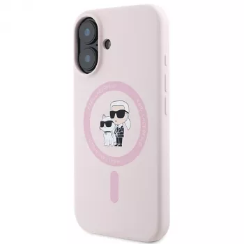 Karl Lagerfeld KLHMP16SSCMKCRHP Hardcase Silicone MagSafe Case for Apple iPhone 16 6,1 inch Pink Karl & Choupette
