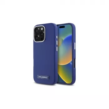 Karl Lagerfeld KLHMP16LPGMSRPB Cietais korpuss ar metāla plāksni MagSafe iPhone 16 Pro 6.3 Zils