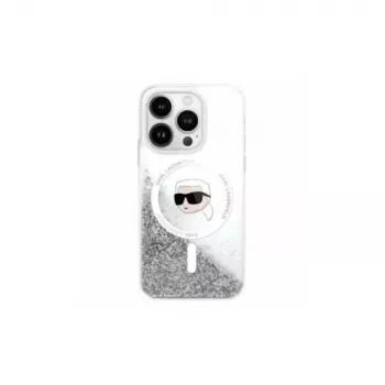 Karl Lagerfeld Liquid Glitter Karl Head MagSafe Case for iPhone 16 Pro Transparent