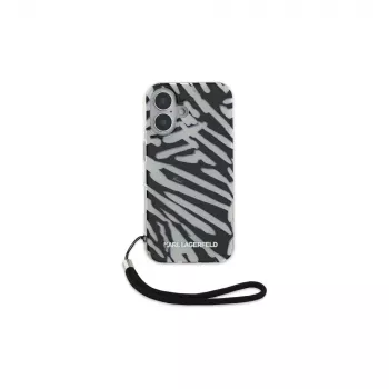 Karl Lagerfeld IML Zebra Pattern & Cord Back Cover for Apple iPhone 16 - Black