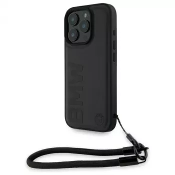 BMW Signature Leather Wordmark Cord Hardcase Apple iPhone 16 Pro 6,3 inch - Melns