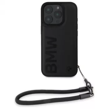 BMW Signature Leather Wordmark Cord Hardcase Apple iPhone 16 Pro 6,3 inch - Melns
