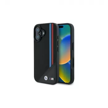 BMW M Meshed Tricolor Stripes MagSafe Hard Case iPhone 16 6,1 inch Black