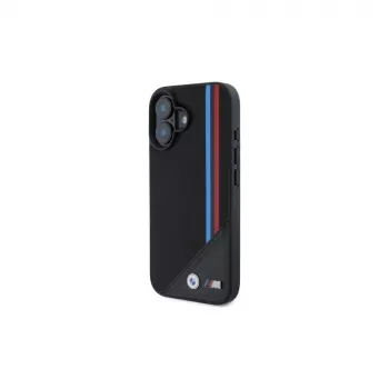 BMW M Meshed Tricolor Stripes MagSafe Hard Case iPhone 16 6,1 inch Black