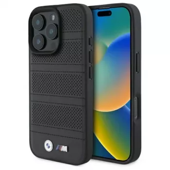 BMW M Perforated And Stitched Line MagSafe Hard Case iPhone 16 Pro Max 6.9 Melns