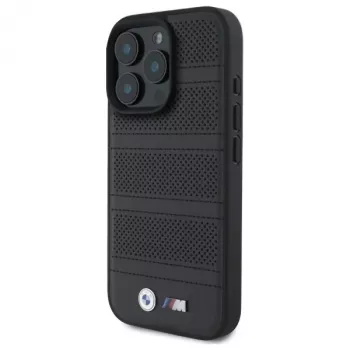 BMW M Perforated And Stitched Line MagSafe Hard Case iPhone 16 Pro Max 6.9 Melns