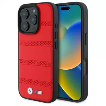 BMW M Collection M Perforated And Stitched Line Hardcase iPhone 16 Pro Max 6.9 inch Red MagSafe