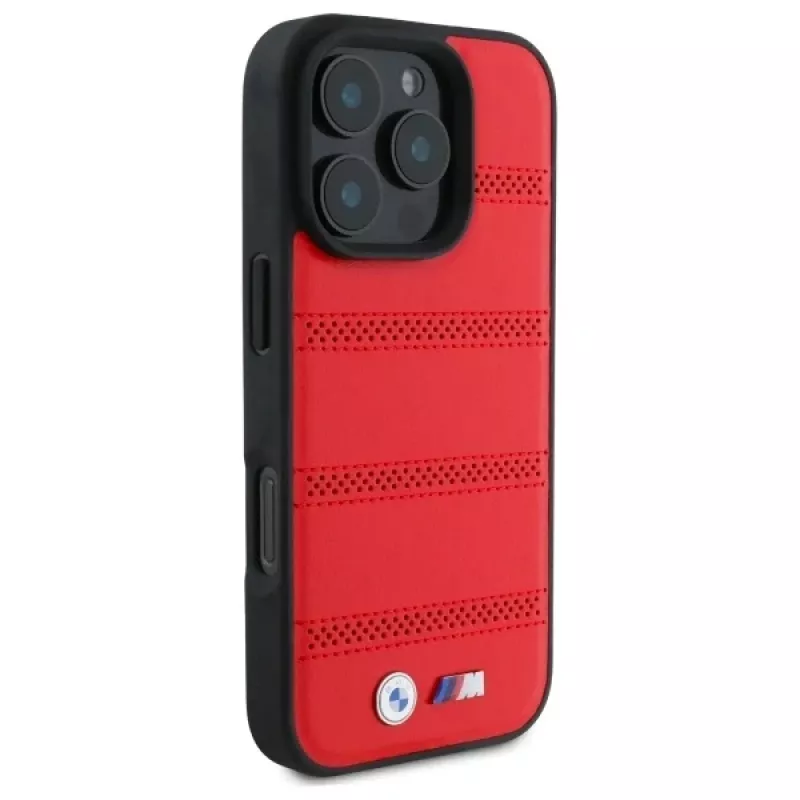 BMW M Collection M Perforated And Stitched Line Hardcase iPhone 16 Pro Max 6.9 inch Red MagSafe