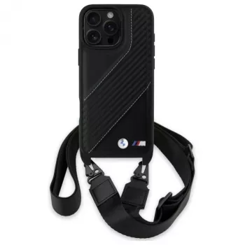 BMW M Edition Carbon Stripe & Strap Hard Case Apple iPhone 16 Pro Max 6,9 inch Melns