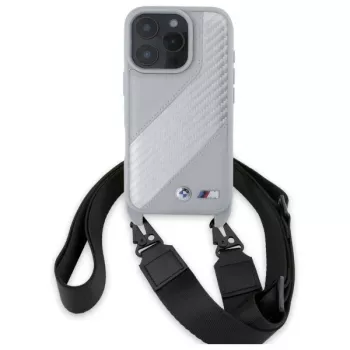 BMW M Edition Carbon Stripe & Strap Hard Case Apple iPhone 16 Pro 6,3 inch - Pelēks