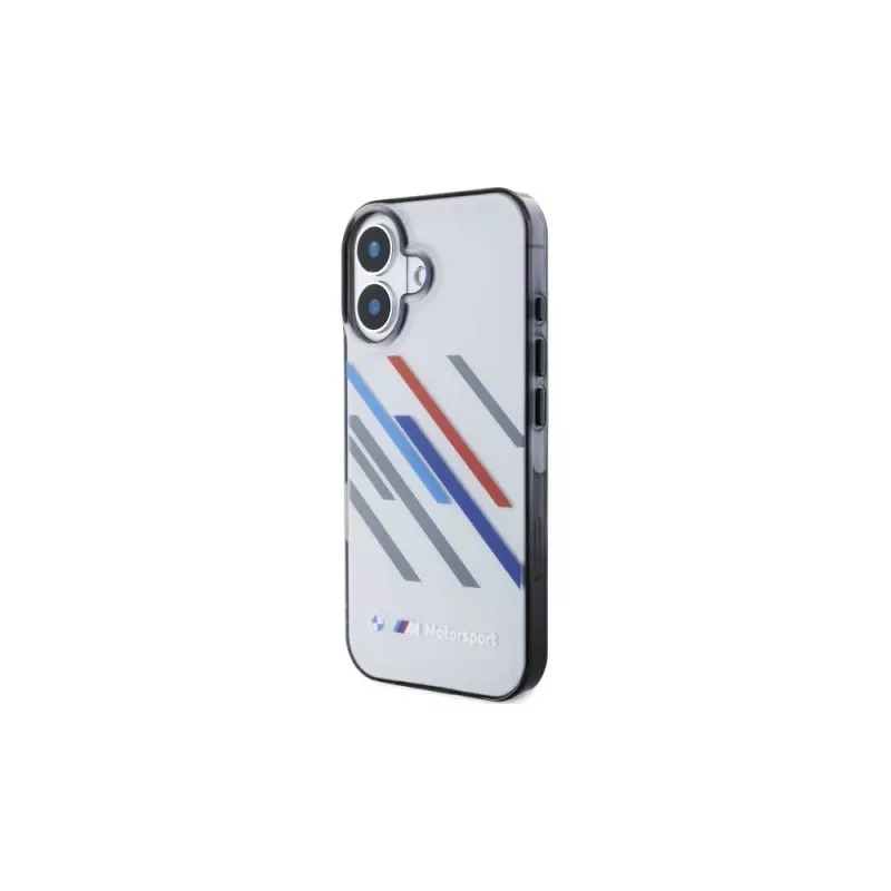 BMW Hardcase for iPhone 16 Plus 6,7 inch Grey Motorsport IML Random Stripes