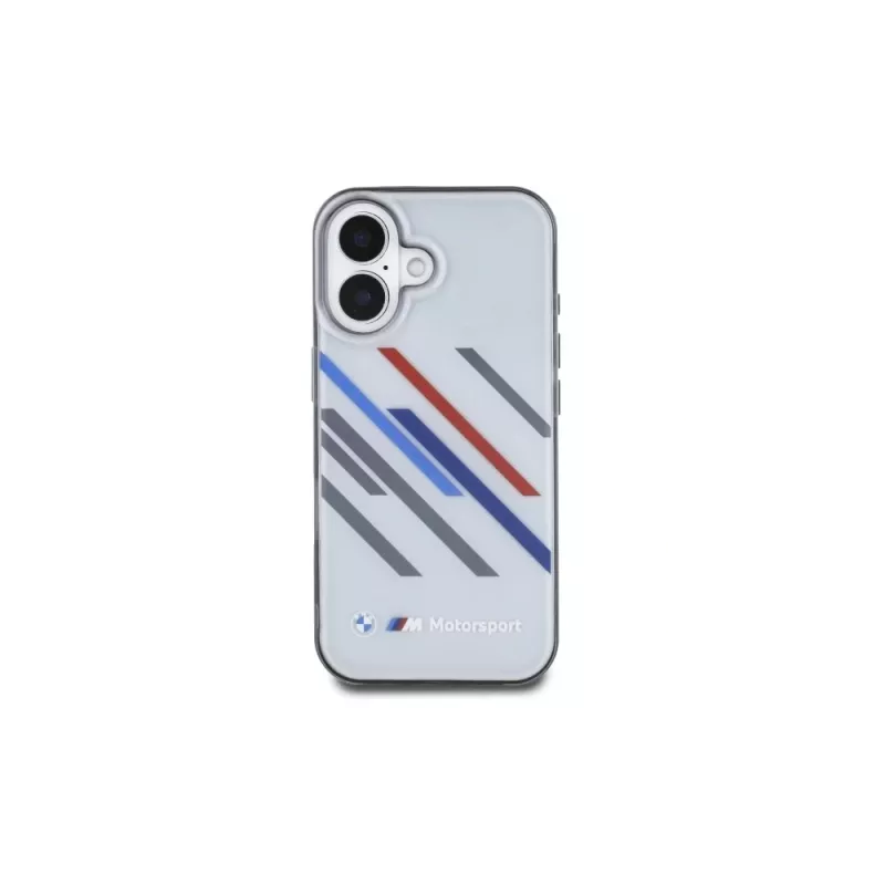 BMW Hardcase for iPhone 16 Plus 6,7 inch Grey Motorsport IML Random Stripes
