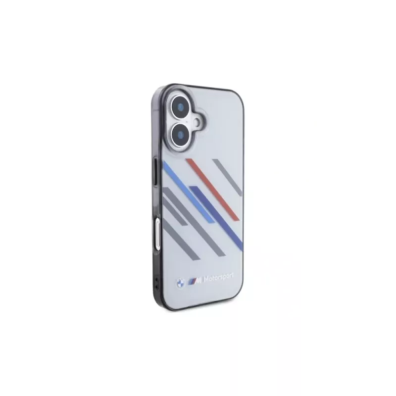 BMW Hardcase for iPhone 16 Plus 6,7 inch Grey Motorsport IML Random Stripes