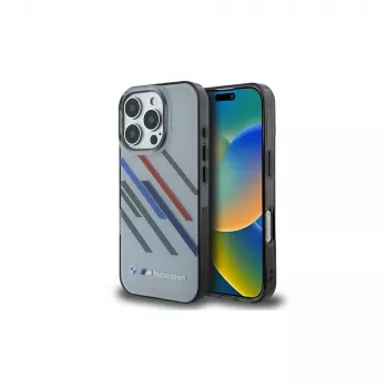 BMW Motorsport Hard Case iPhone 16 Pro 6,3 inch Grey IML Random Stripes