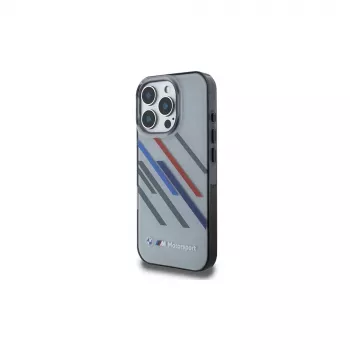 BMW Motorsport Hard Case iPhone 16 Pro 6,3 inch Grey IML Random Stripes