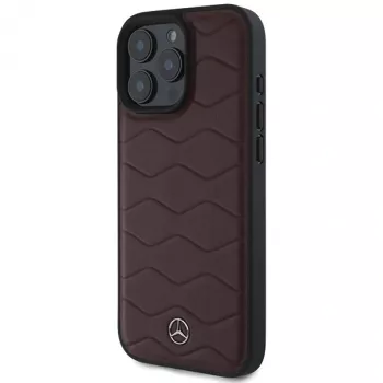 Mercedes-Benz MB Waves Leather Hard Case for Apple iPhone 16 Pro Max 6,9 inch Red