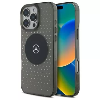 Mercedes-Benz iPhone 16 Pro 6,3 collu cietais vāciņš Star Pattern MagSafe Melns