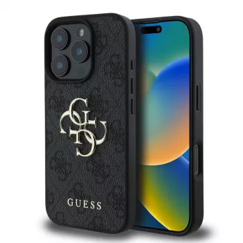 Guess GUHCP16L4GMGGR Hardcase Apple iPhone 16 Pro 6.3 collas Melns 4G Big Logo
