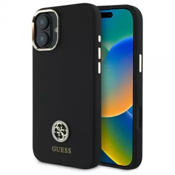Guess GUHCP16SM4DGPK iPhone 16 6,1 inch Black Hardcase Silicone Logo Strass 4G
