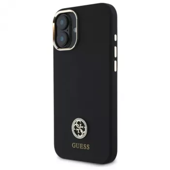 Guess GUHCP16SM4DGPK iPhone 16 6,1 inch Black Hardcase Silicone Logo Strass 4G