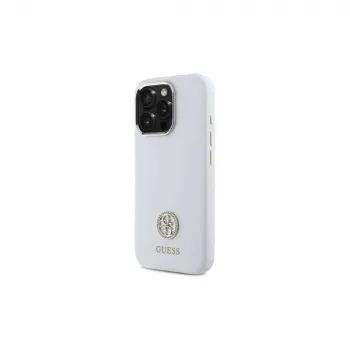 Guess GUHCP16LM4DGPH iPhone 16 Pro 6,3 inch White Silicone Hardcase with Rhinestone Logo 4G