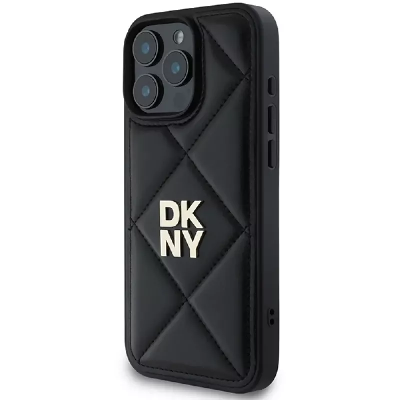DKNY DKHCP16LPQDSLK Quilted Stack Logo iPhone 16 Pro Maciņš Melns