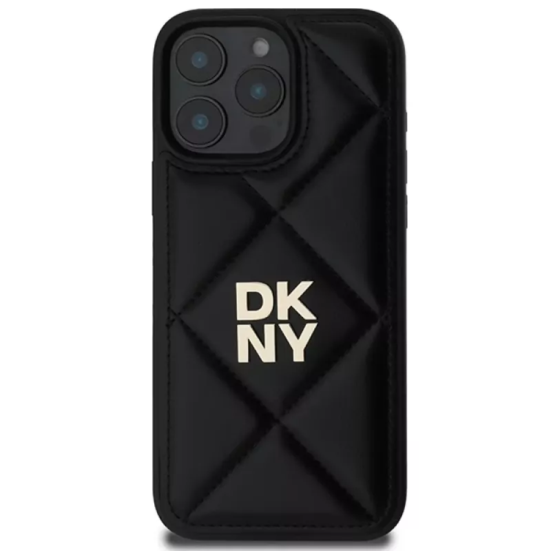 DKNY DKHCP16LPQDSLK Quilted Stack Logo iPhone 16 Pro Maciņš Melns