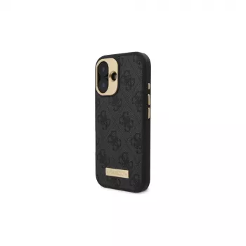 Guess GUHMP16SU4GPRK iPhone 16 6.1 Hardcase 4G Logo Plate MagSafe Black