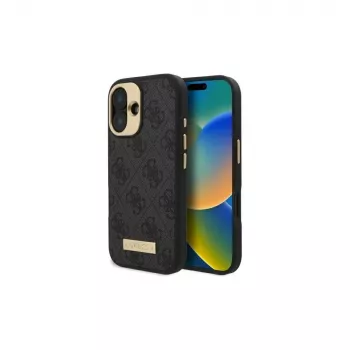 Guess GUHMP16MU4GPRK iPhone 16 Plus 6,7 inch Black Hardcase with 4G Logo Plate and MagSafe