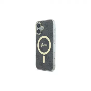 Guess GUHMP16SH4STK Cietais vāciņš Apple iPhone 16 6,1 collu Melns IML 4G MagSafe