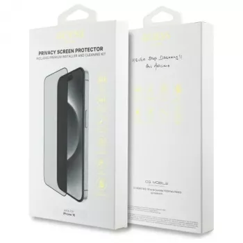 Guess GUTGP16SBOKGCIP iPhone 16 6,1 collu Privātuma ekrāna aizsargs 2.5D Outline - Rūdīts stikls