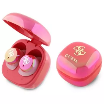 Guess 4G Printed Logo True Wireless Earbuds ar uzlādes futrāli – Fuksija Iriza