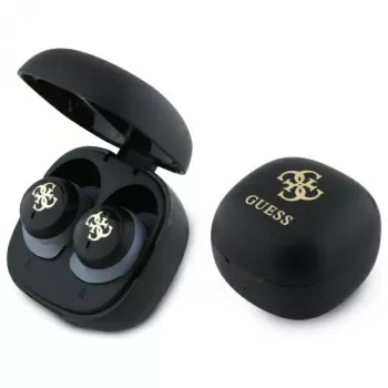Guess GUTWSJ144ESK True Wireless Stereo Bluetooth Earbuds ar uzlādes futrāli, Melns Iridescent 4G Printed Logo