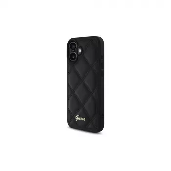Guess Quilted Metal Logo Hard Case Apple iPhone 16 Plus 6,7 inch - Melns