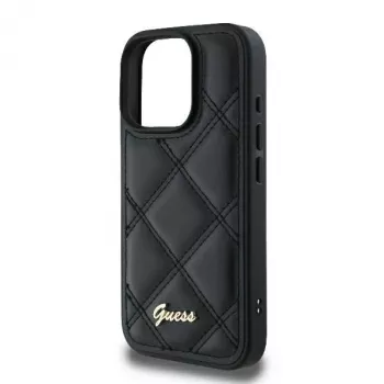Guess GUHCP16LPSQSQSK Hardcase Apple iPhone 16 Pro 6,3 inch Melns Quilted Metal Logo