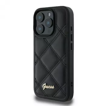 Guess GUHCP16LPSQSQSK Hardcase Apple iPhone 16 Pro 6,3 inch Melns Quilted Metal Logo