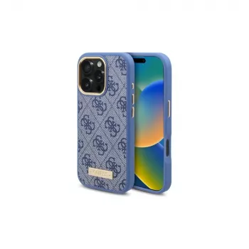 Guess GUHMP16LU4GPRB iPhone 16 Pro 6,3 inch Blue Hardcase 4G Logo Plate MagSafe